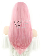 24" Straight Pink Lace Front Synthetic Wig LF026