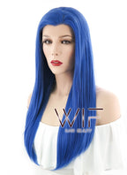 24" Straight Blue Lace Front Synthetic Wig LF030