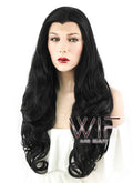 26" Wavy Jet Black Lace Front Synthetic Wig LF070