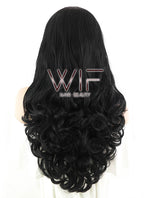 26" Wavy Jet Black Lace Front Synthetic Wig LF070
