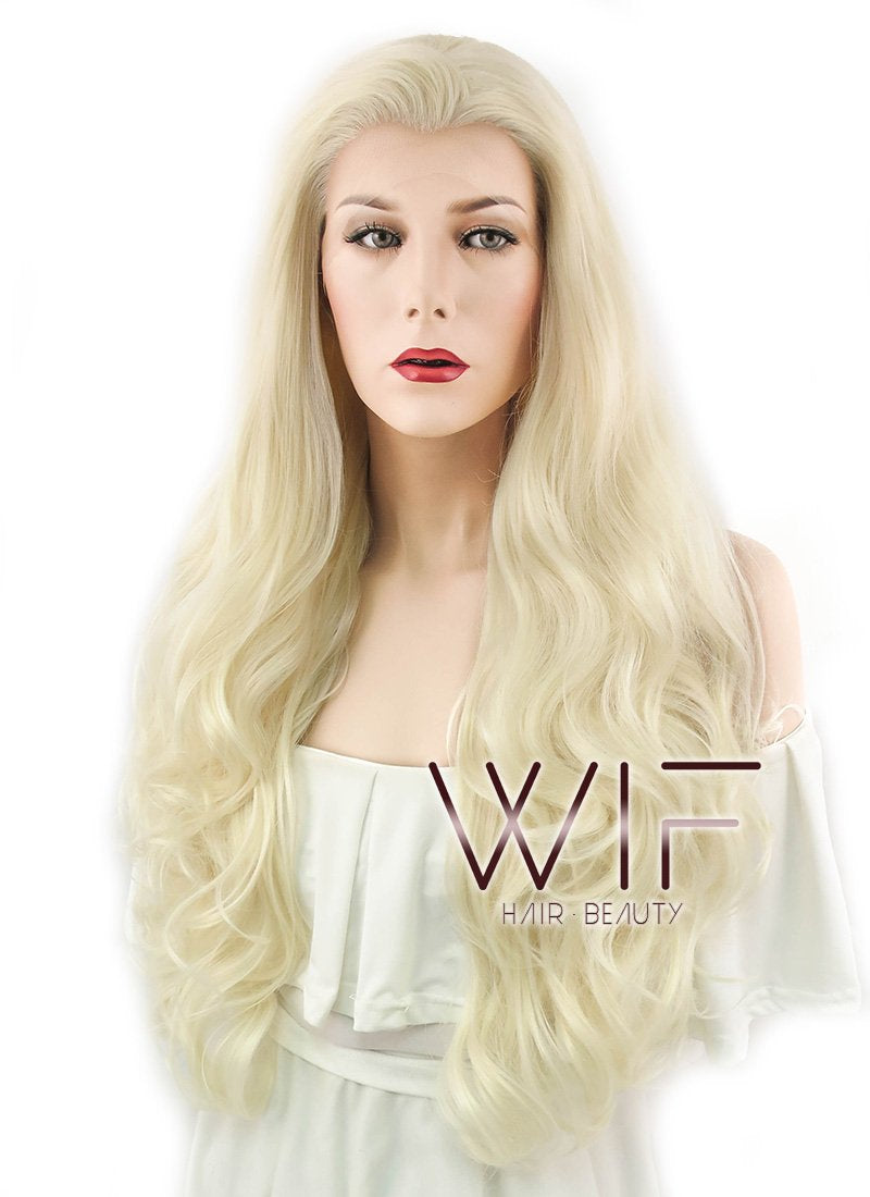 26" Wavy Light Blonde Lace Front Synthetic Wig LF073