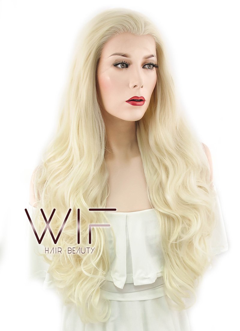 26" Wavy Light Blonde Lace Front Synthetic Wig LF073