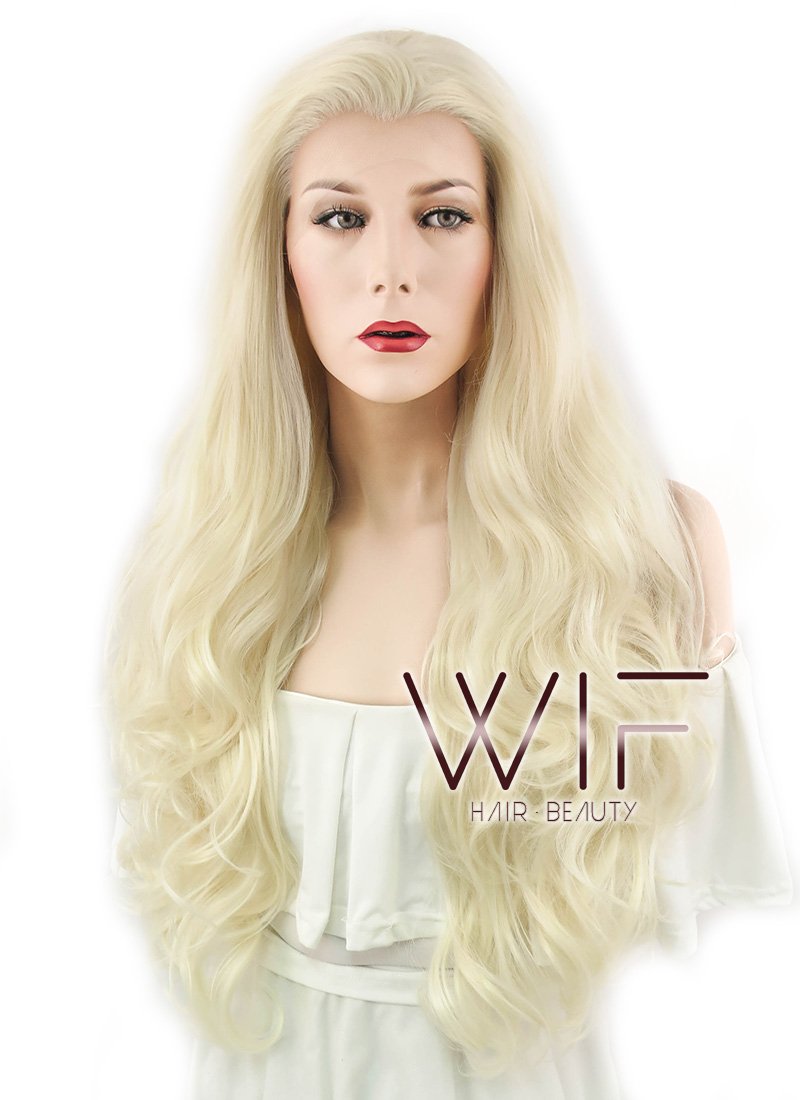 26" Wavy Light Blonde Lace Front Synthetic Wig LF073