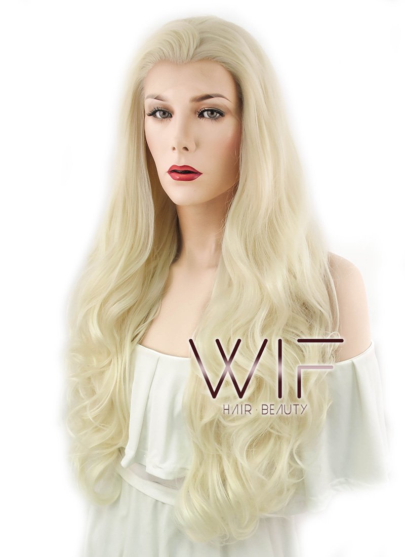 26" Wavy Light Blonde Lace Front Synthetic Wig LF073