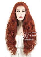28" Wavy Reddish Brown Lace Front Synthetic Wig LF085A
