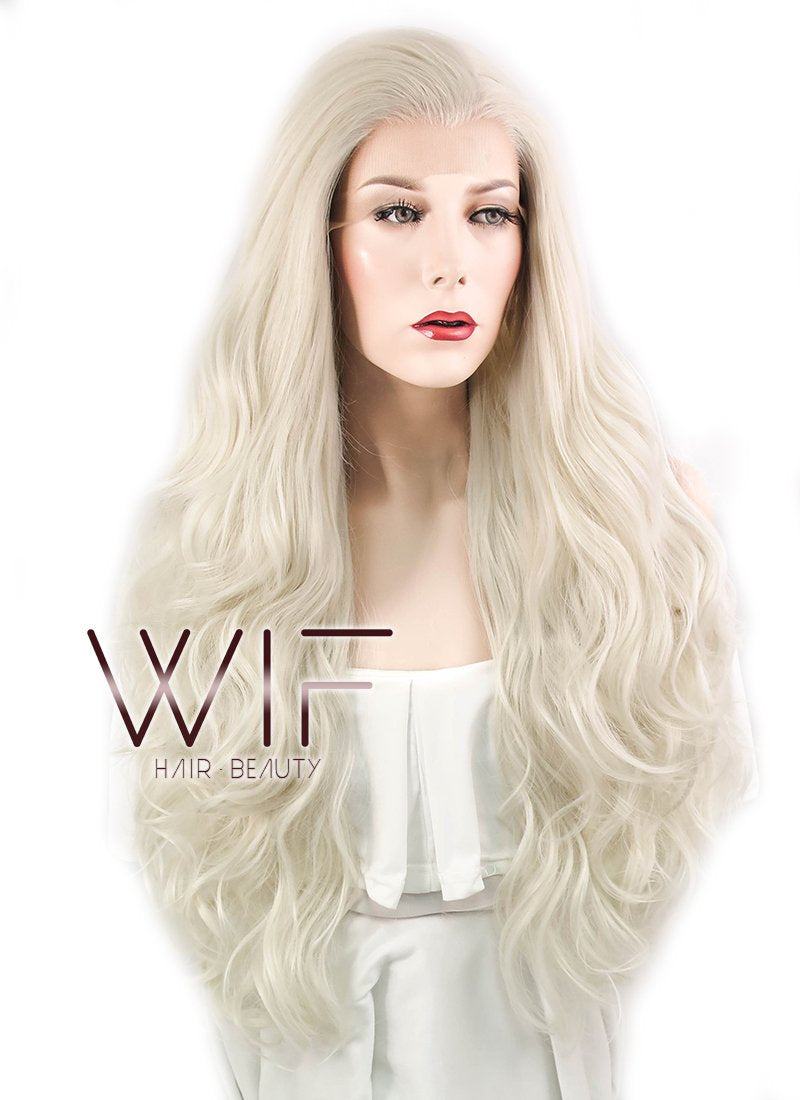 28" Wavy Light Blonde Lace Front Synthetic Wig LF085D