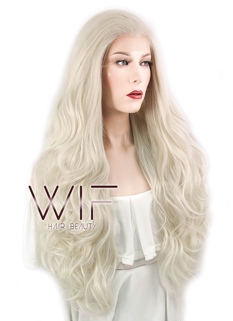 28" Wavy Light Blonde Lace Front Synthetic Wig LF085D
