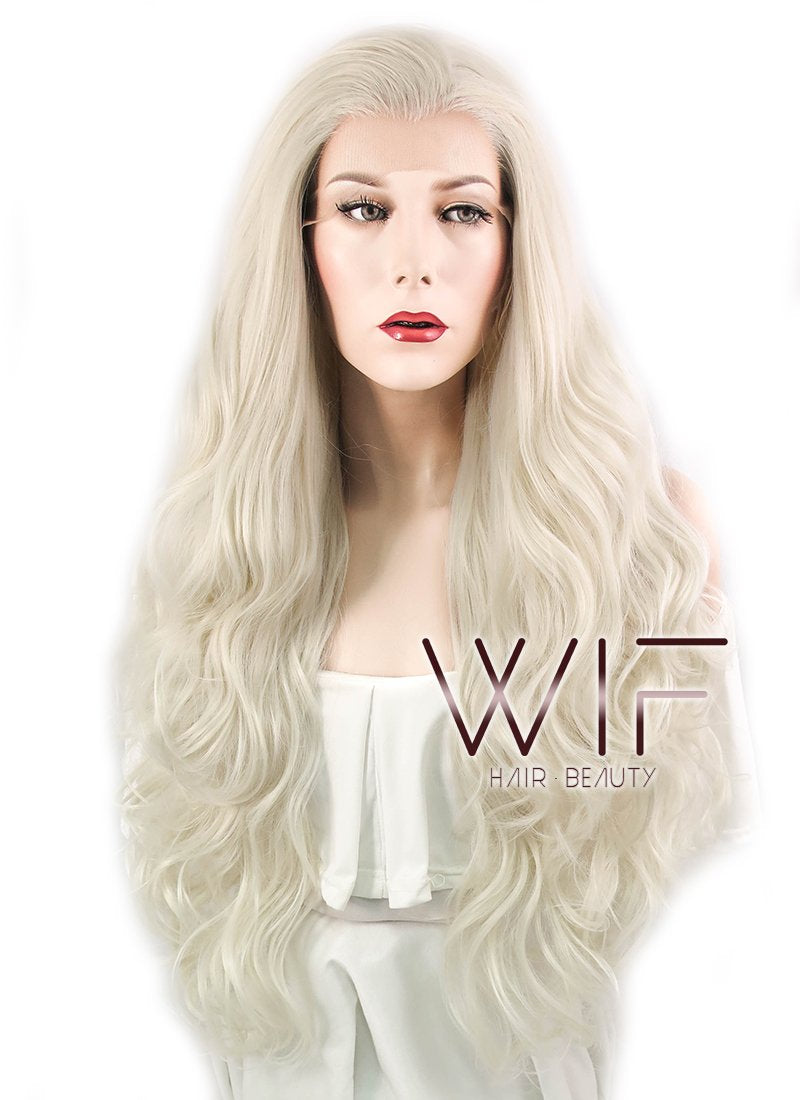 28" Wavy Light Blonde Lace Front Synthetic Wig LF085D