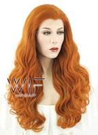20" Long Curly Pumpkin Orange Lace Front Synthetic Hair Wig LF085E