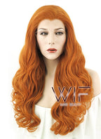 20" Long Curly Pumpkin Orange Lace Front Synthetic Hair Wig LF085E