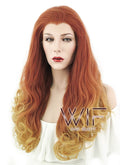 20" Wavy Reddish Orange Yellow Blonde Ombre Lace Front Synthetic Wig LF085H