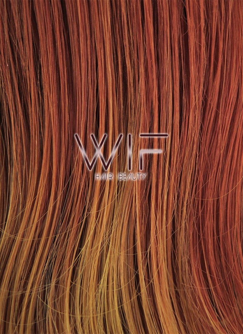 20" Long Curly Reddish Orange Mixed Yellow Blonde Lace Front Synthetic Hair Wig LF085H