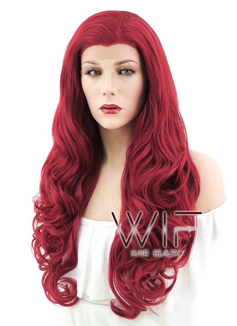 26" Wavy Red Lace Front Synthetic Wig LF085