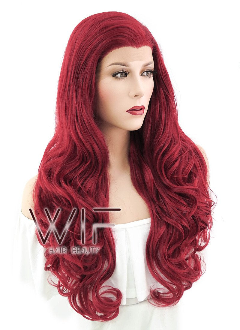 26" Wavy Red Lace Front Synthetic Wig LF085
