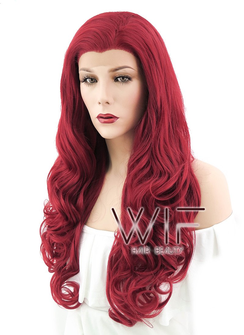 26" Wavy Red Lace Front Synthetic Wig LF085