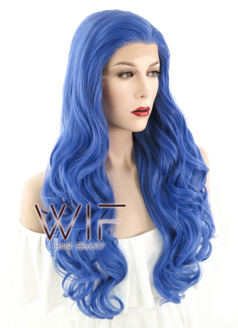26" Wavy Blue Lace Front Synthetic Wig LF086