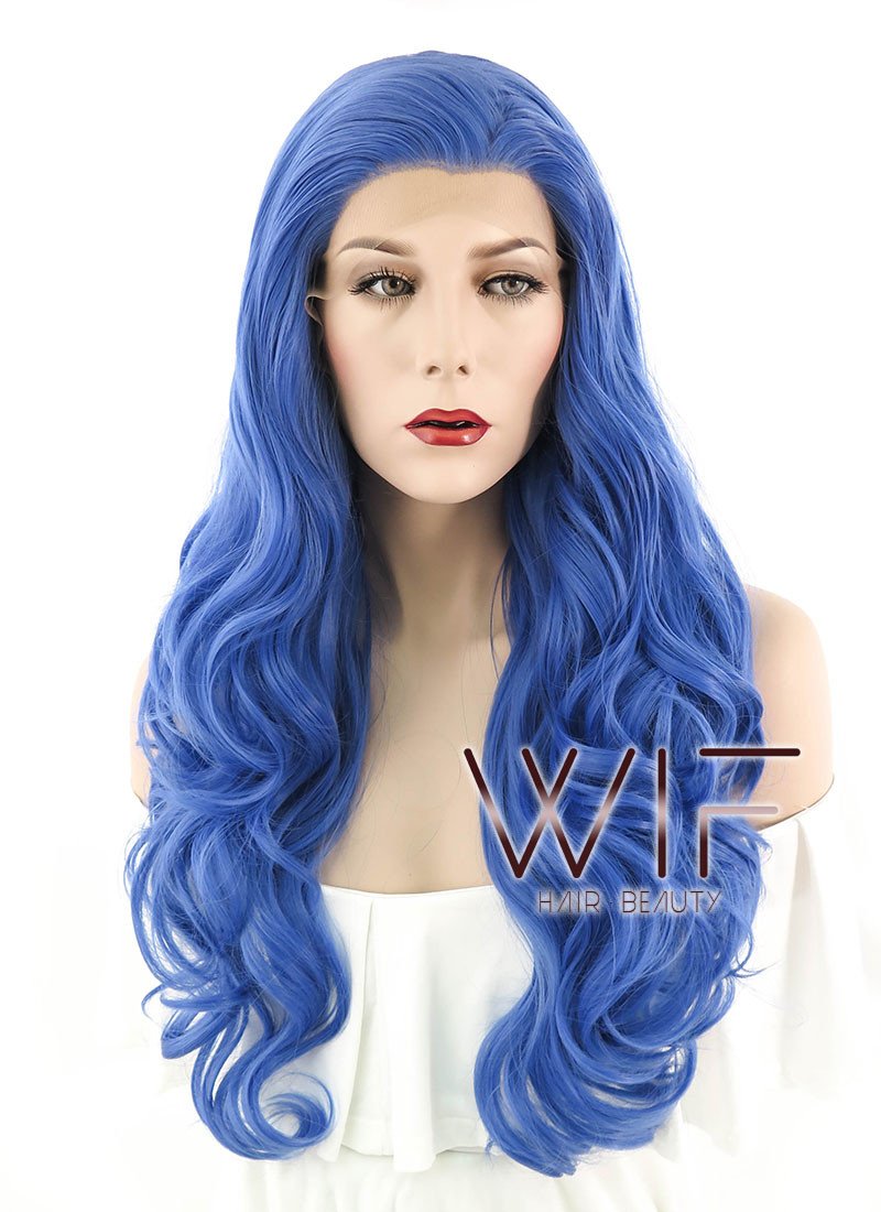 26" Wavy Blue Lace Front Synthetic Wig LF086