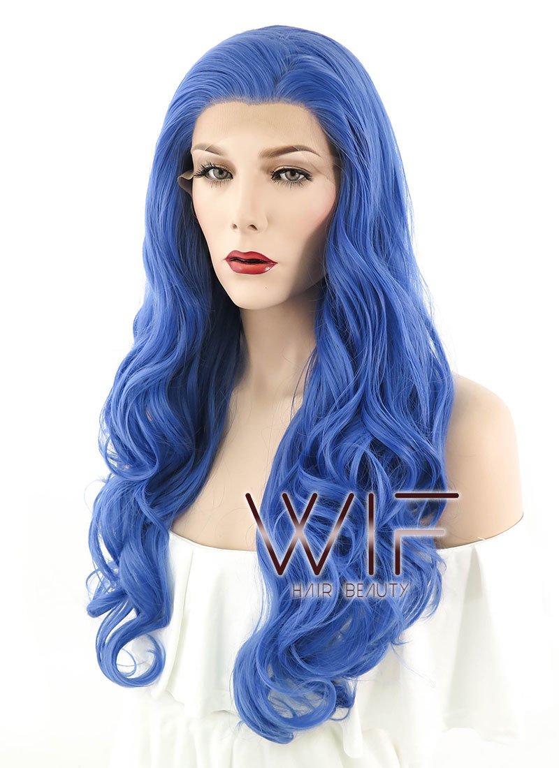 26" Wavy Blue Lace Front Synthetic Wig LF086