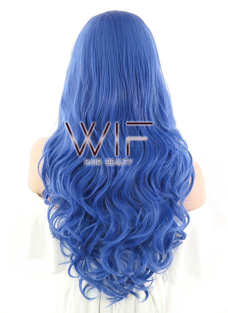 26" Wavy Blue Lace Front Synthetic Wig LF086