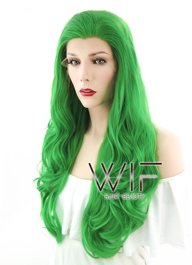 26" Wavy Green Lace Front Synthetic Wig LF087