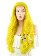 26" Wavy Golden Yellow Lace Front Synthetic Wig LF089
