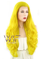 26" Wavy Golden Yellow Lace Front Synthetic Wig LF089