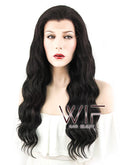 24" Wavy Natural Black Lace Front Synthetic Wig LF095