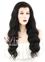 24" Wavy Natural Black Lace Front Synthetic Wig LF095