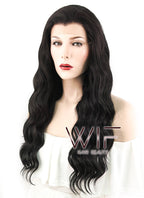 24" Wavy Natural Black Lace Front Synthetic Wig LF095