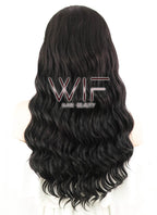 24" Wavy Natural Black Lace Front Synthetic Wig LF095