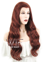 24" Wavy Light Reddish Brown Lace Front Synthetic Wig LF097
