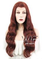 24" Wavy Light Reddish Brown Lace Front Synthetic Wig LF097