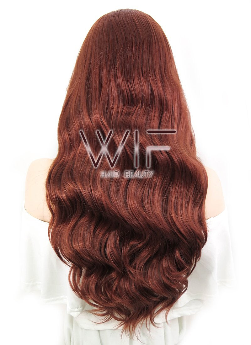 24" Wavy Light Reddish Brown Lace Front Synthetic Wig LF097