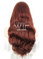 24" Wavy Light Reddish Brown Lace Front Synthetic Wig LF097