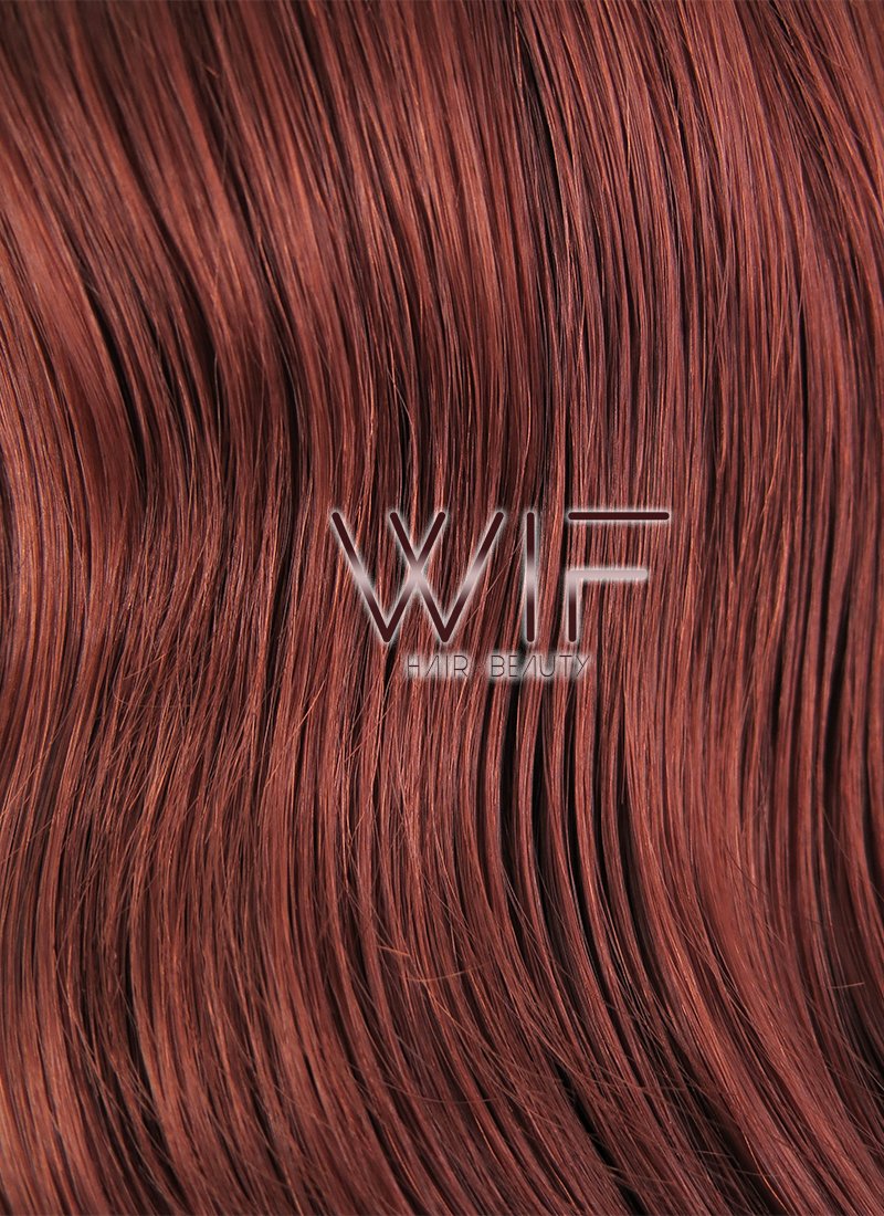 24" Wavy Light Reddish Brown Lace Front Synthetic Wig LF097