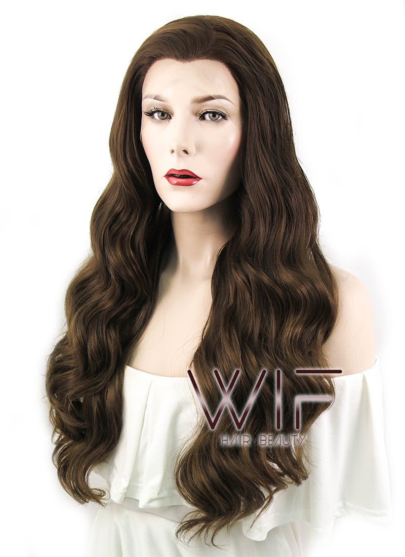 24" Wavy Mixed Brown Lace Front Synthetic Wig LF100