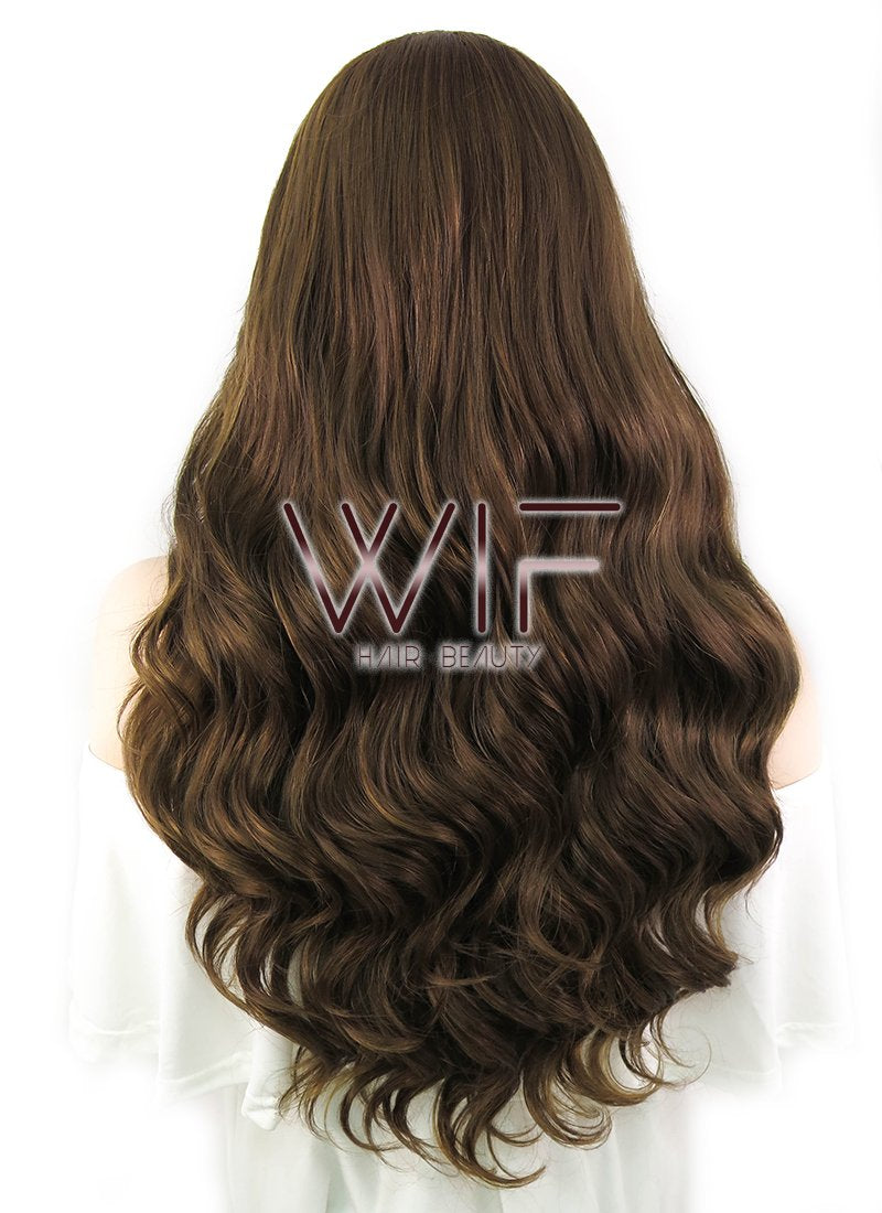 24" Wavy Mixed Brown Lace Front Synthetic Wig LF100