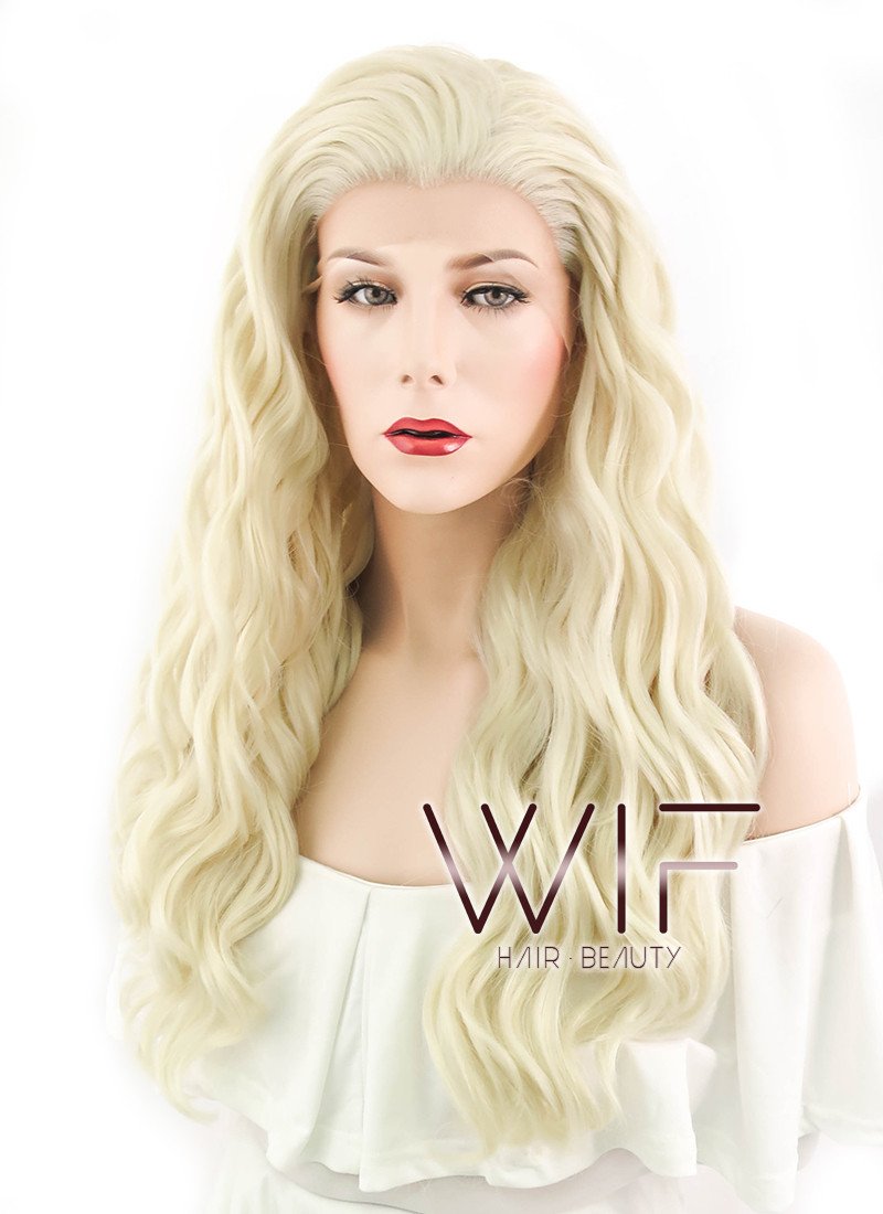24" Wavy Golden Blonde Lace Front Synthetic Wig LF102