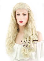 24" Wavy Golden Blonde Lace Front Synthetic Wig LF102