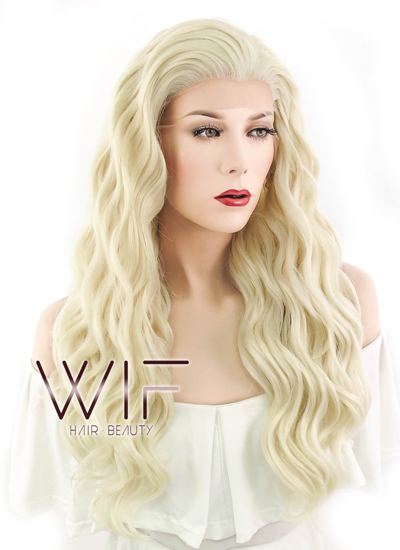 24" Wavy Golden Blonde Lace Front Synthetic Wig LF102