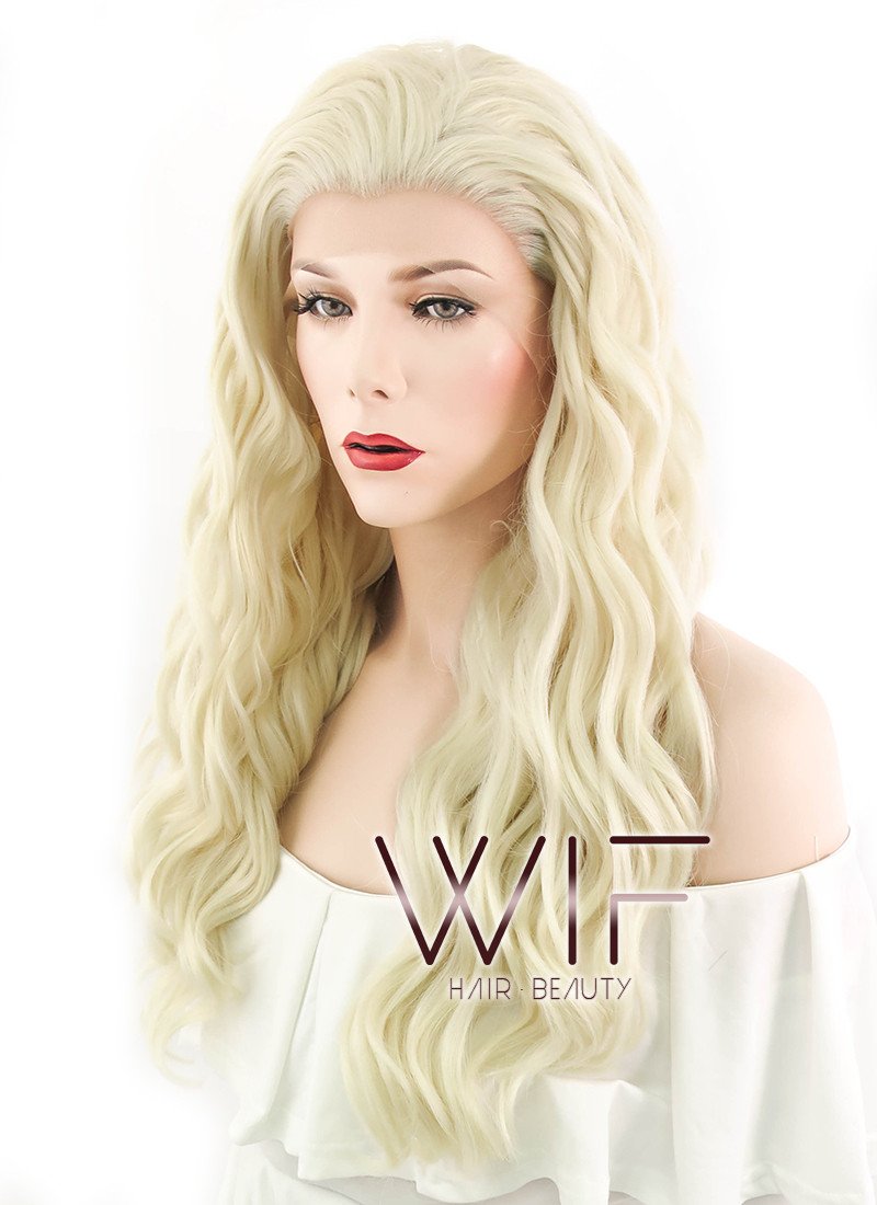 24" Wavy Golden Blonde Lace Front Synthetic Wig LF102