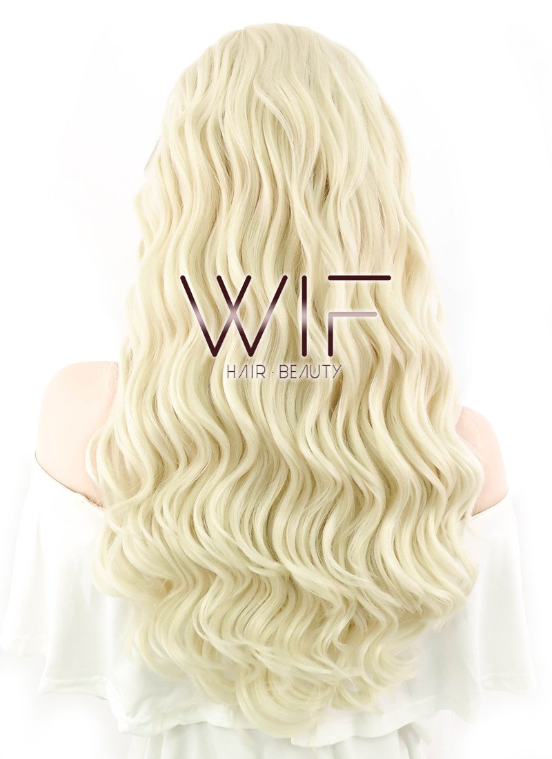 24" Wavy Golden Blonde Lace Front Synthetic Wig LF102