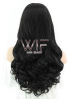24" Wavy Natural Black Lace Front Synthetic Wig LF111