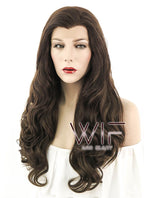 24" Wavy Dark Brown Lace Front Synthetic Wig LF117