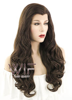 24" Wavy Dark Brown Lace Front Synthetic Wig LF117
