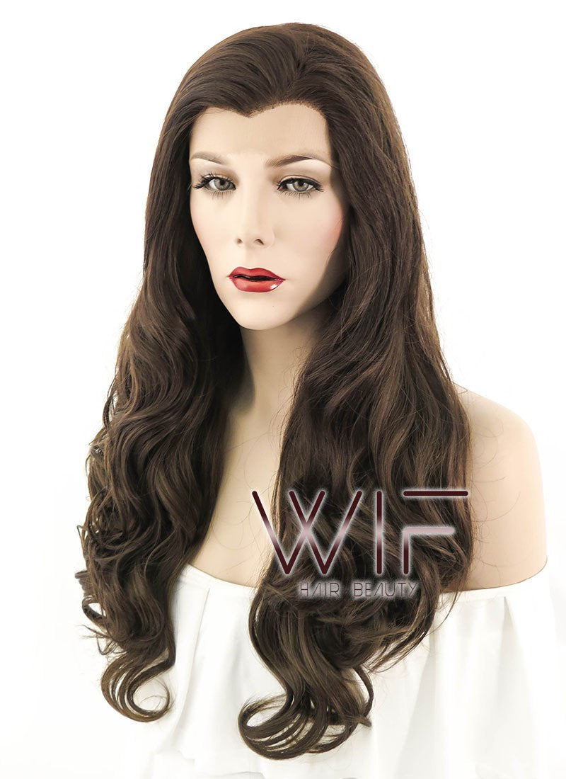 24" Wavy Dark Brown Lace Front Synthetic Wig LF117