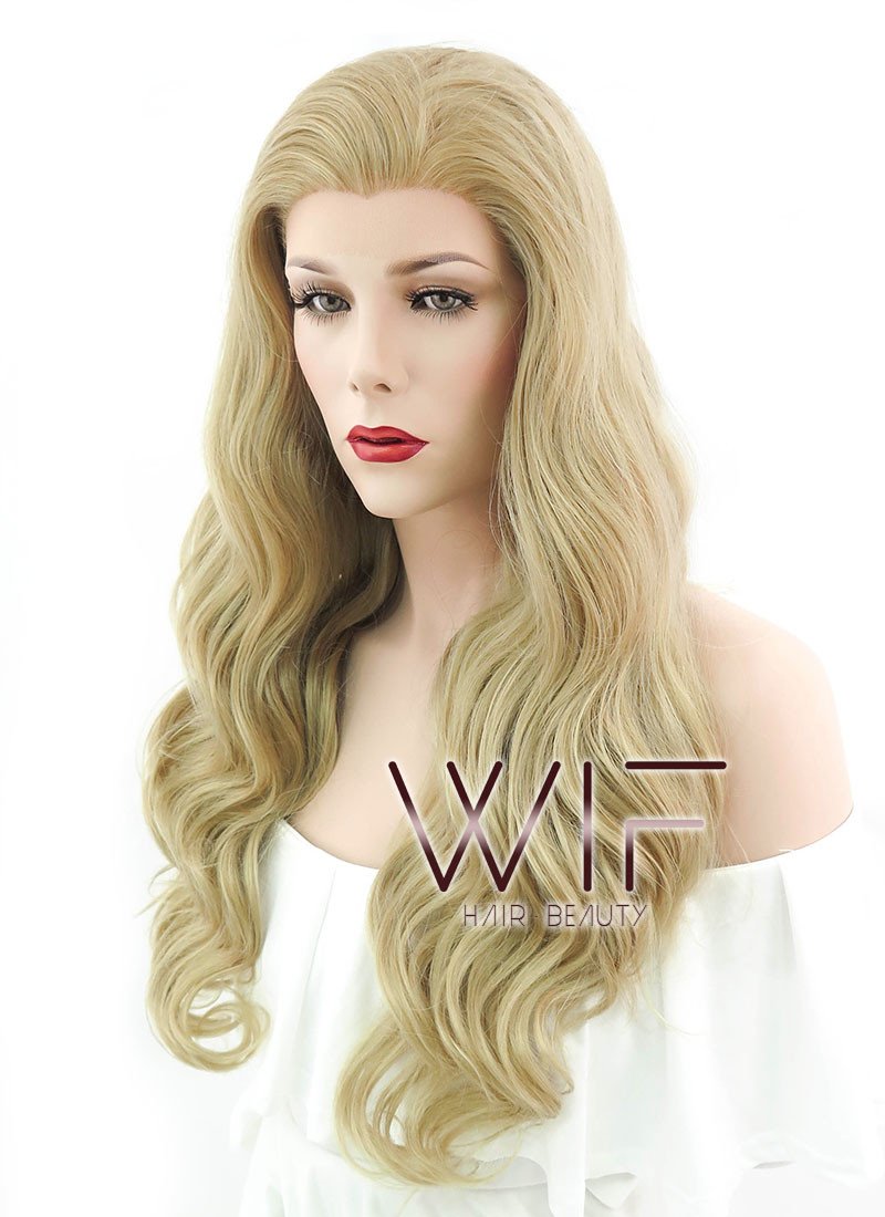 24" Wavy Golden Blonde Lace Front Synthetic Wig LF119