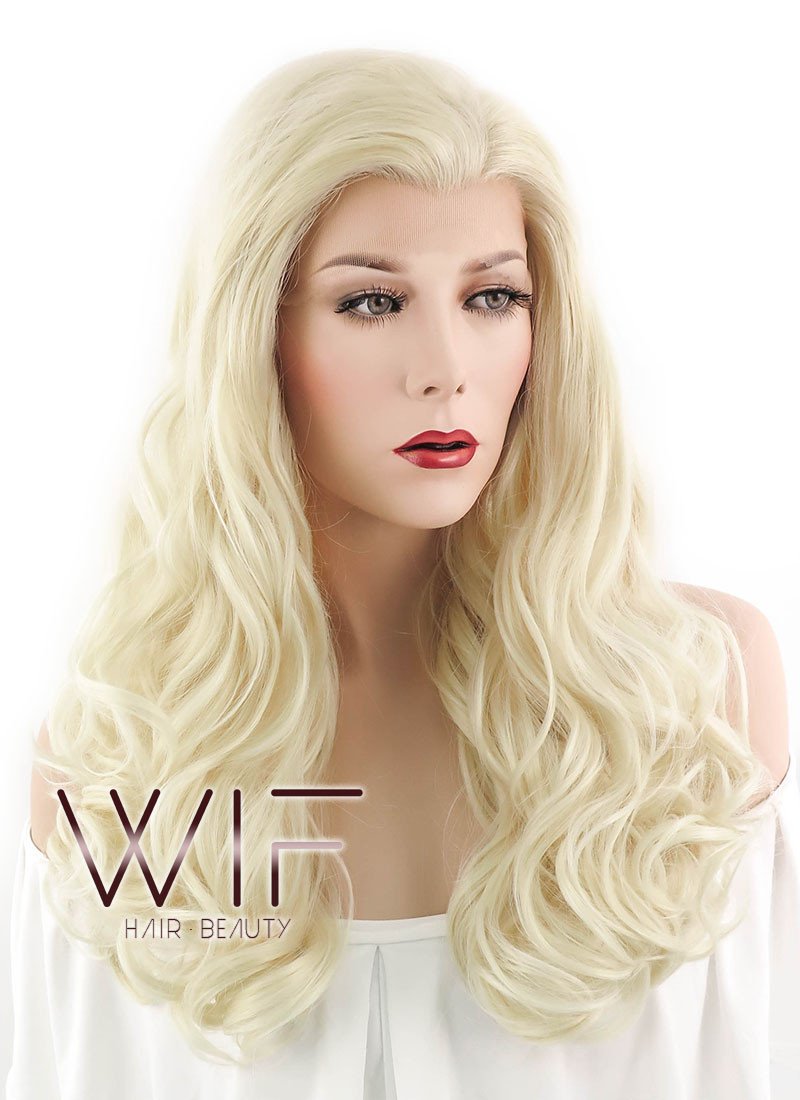 24" Wavy Light Blonde Lace Front Synthetic Wig LF120