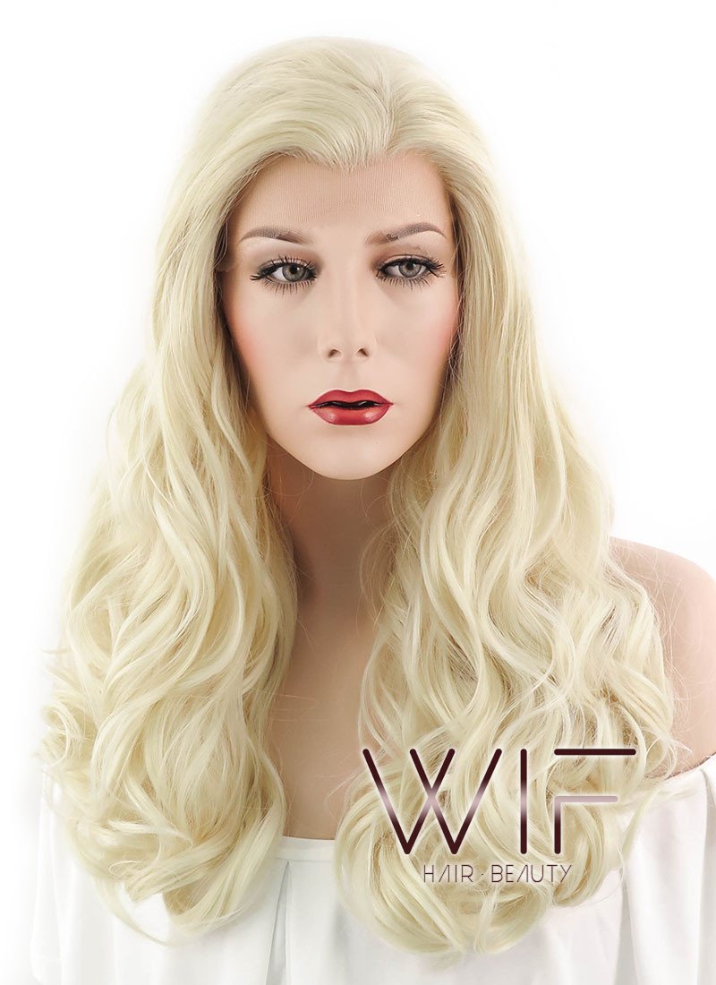 24" Wavy Light Blonde Lace Front Synthetic Wig LF120