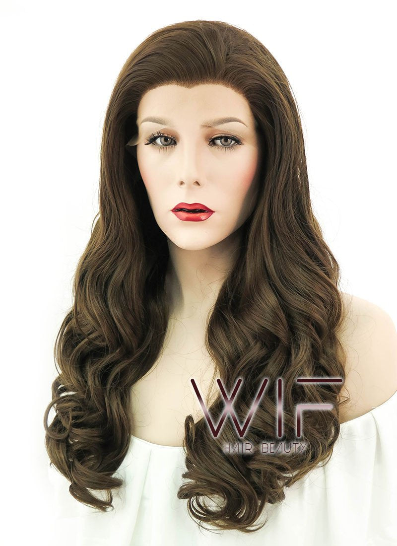 24" Wavy Brown Lace Front Synthetic Wig LF122